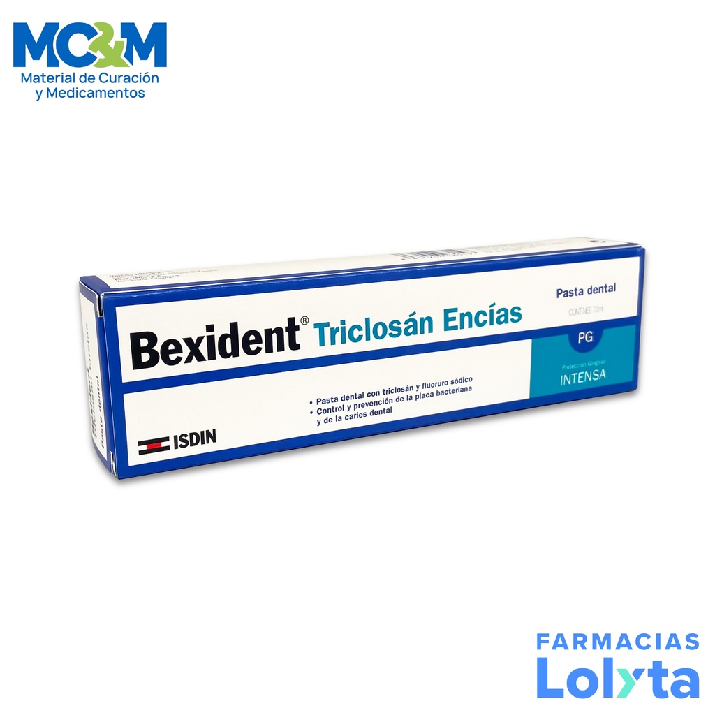 BEXIDENT TRICLOSAN ENCIAS PASTA DENTAL C/75 ML TRICLOSAN FLUORURO SODICO LAB ISDIN