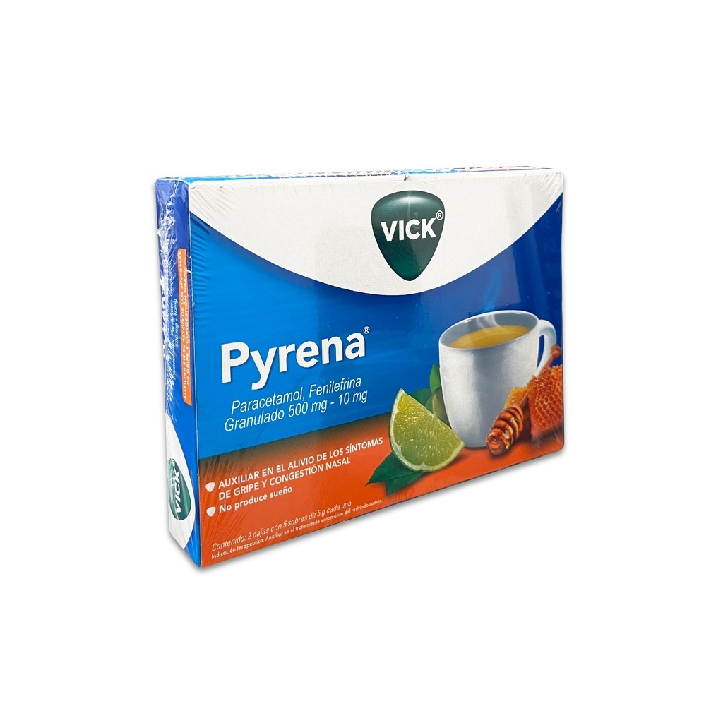VICK PYRENA GRANULADO 500/10 MG C/5 SOBRES MIEL Y LIMON PARACETAMOL FENILEFRINA LAB P&G