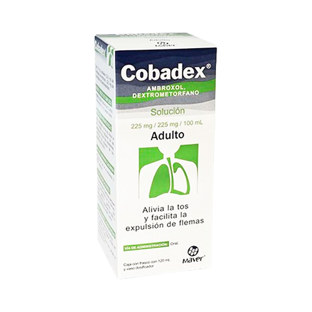 AMBROXOL DEXTROMETORFANO 225/225MG/100ML SOL ORAL FCO C/120 ML COBADEX ADULTO LAB MAVER