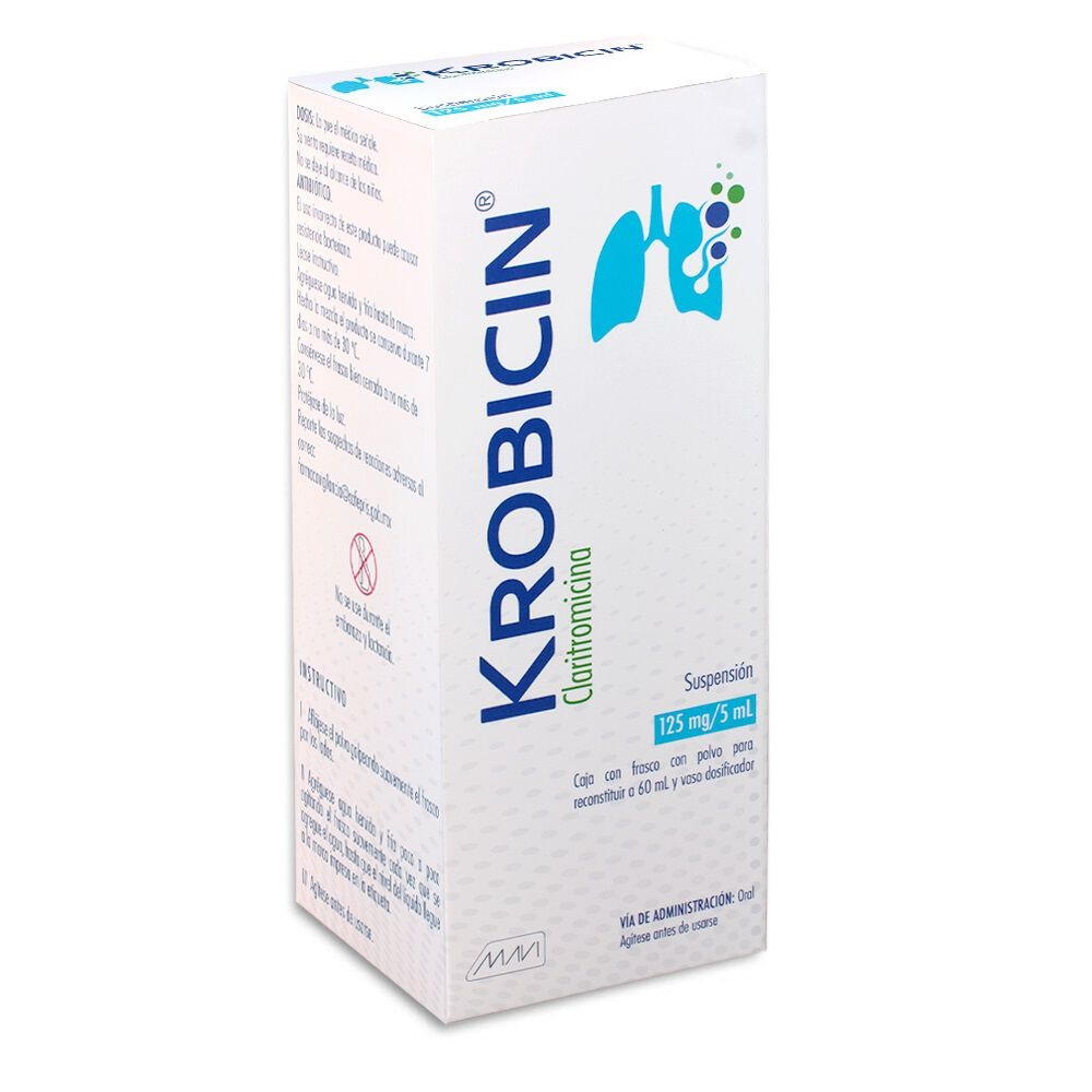 CLARITROMICINA SUSPENSION 125 MG/5 ML C/60 ML KROBICIN LAB MAVI