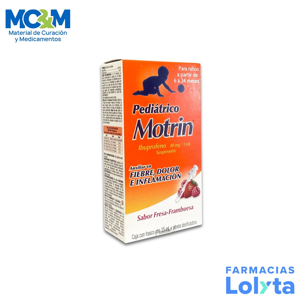 MOTRIN PEDIATRICO SUSPENSION 40 MG/ML FCO C/15 ML IBUPROFENO LAB JANSSEN-CILAG