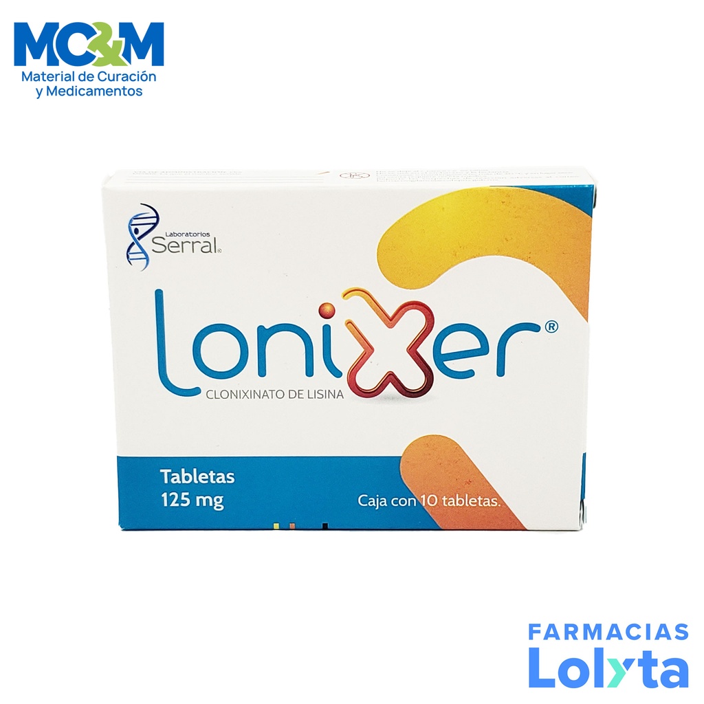 CLONIXINATO DE LISINA 125 MG C/10 TAB LONIXER LAB SERRAL