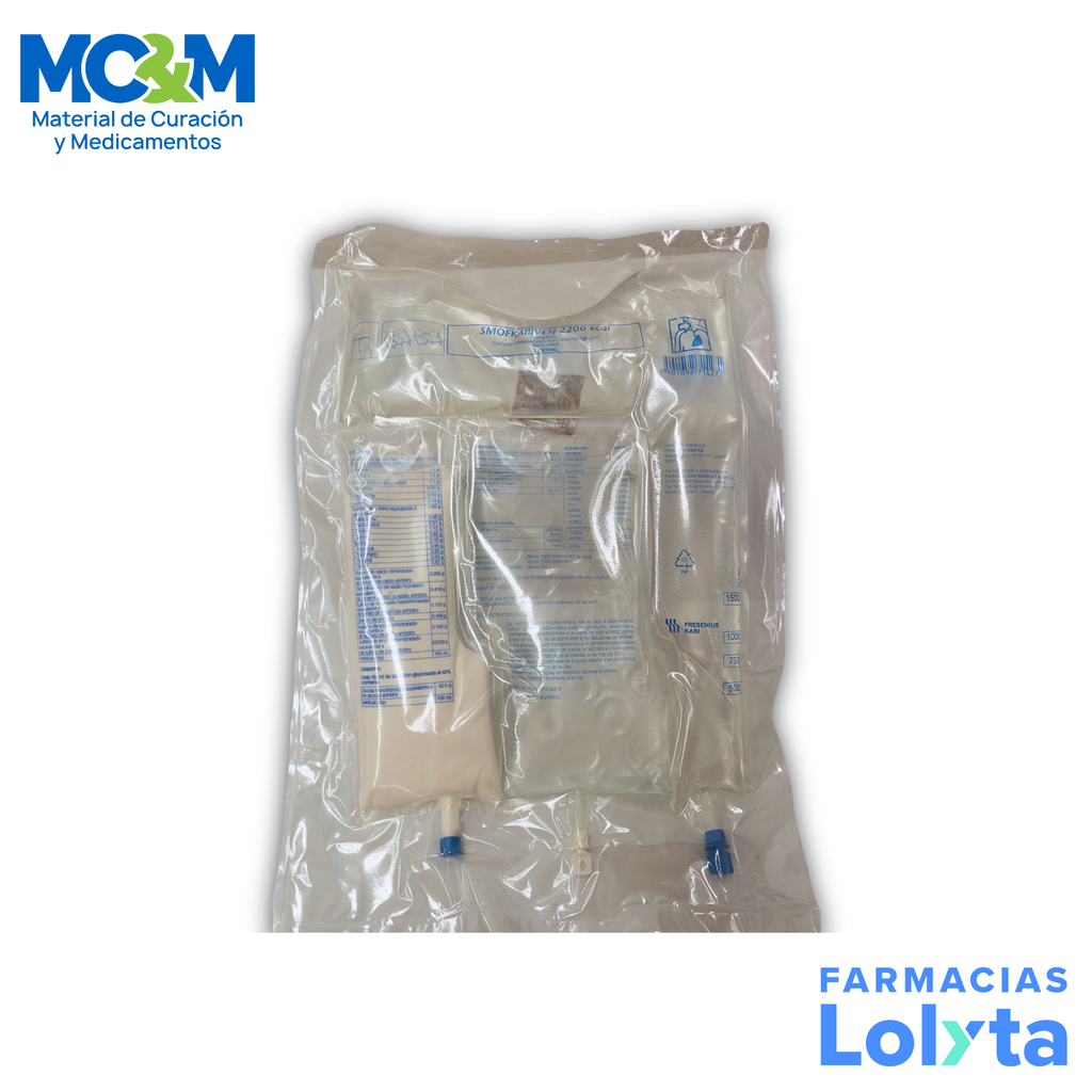 SMOFKABIVEN CENTRAL EMULSION INY 2200 KCAL 1970ML AMINOACIDOS ELECTROLITOS GLUCOSA LIPIDOS FRESENIUS