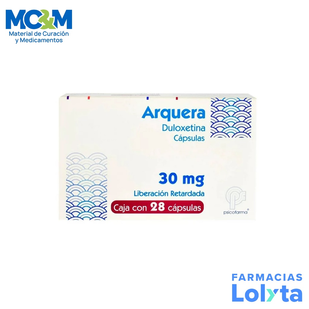 DULOXETINA 30 MG C/28 CAP LIB RETARDADA ARQUERA LAB PSICOFARMA