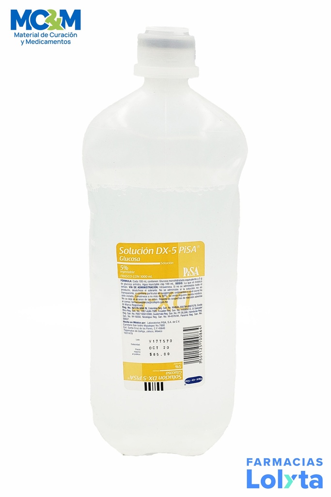 GLUCOSA 5% SOL INY 1000 ML SOLUCION DX-5 LAB PISA
