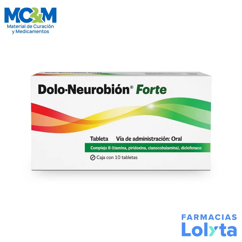 DOLO-NEUROBION FORTE 50/50/50/1 MG C/10 TAB DICLOFENACO COMPLEJO B (TIAMINA PIRIDOXINA CIANOCOBALAMINA) LAB MERCK