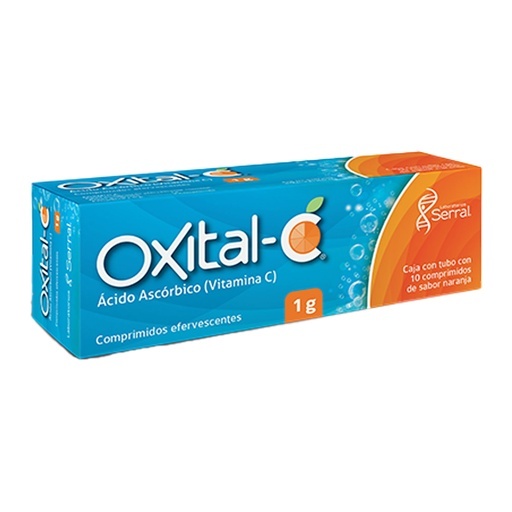 ACIDO ASCORBICO 1 G C/10 COMPRIMIDO EFERVESCENTES VITAMINA C SABOR NARANJA OXITAL-C LAB SERRAL