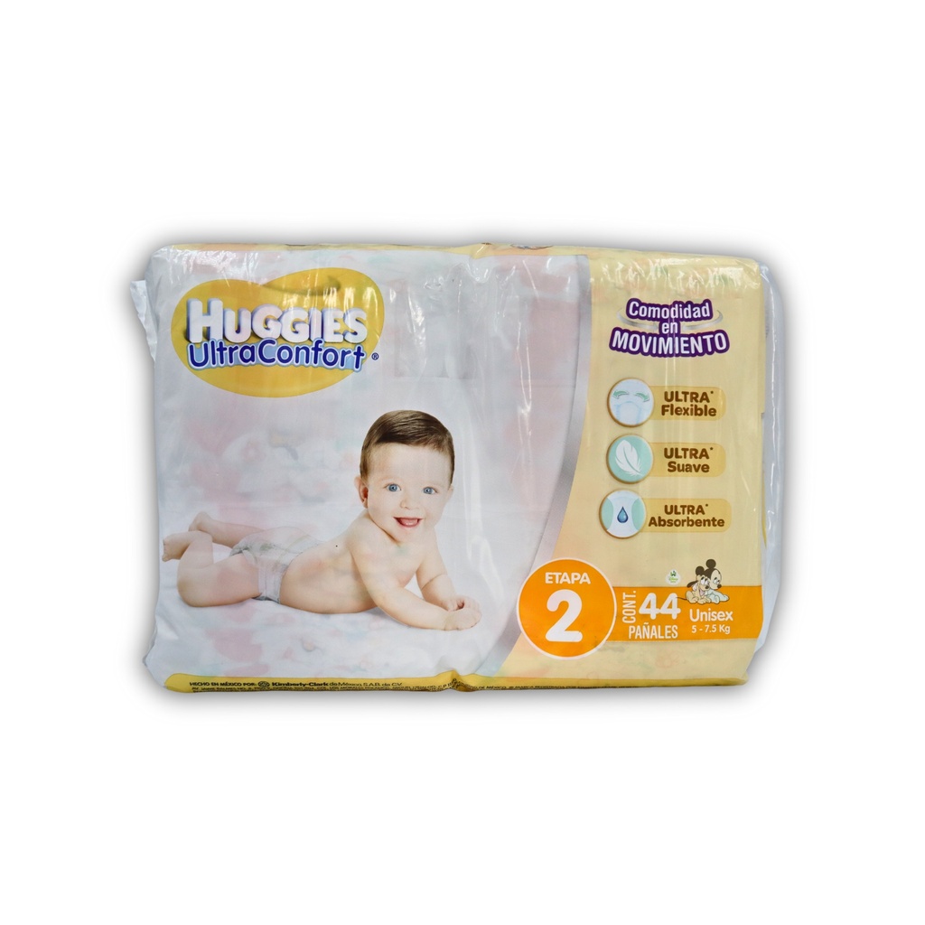 PAÑAL HUGGIES ULTRA CONFORT UNISEX ETAPA 2 C/44 PZAS KIMBERLY CLARK