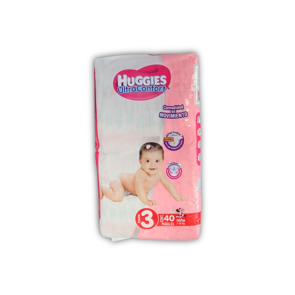 PAÑAL HUGGIES ULTRA CONFORT NIÑA ETAPA 3 C/40 PZAS KIMBERLY CLARK