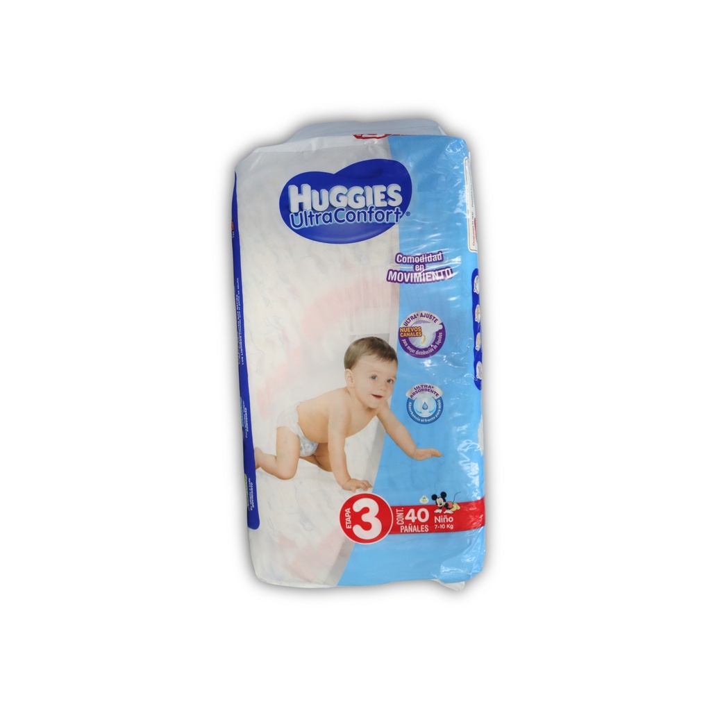 PAÑAL HUGGIES ULTRA CONFORT NIÑO ETAPA 3 C/40 PZAS KIMBERLY CLARK