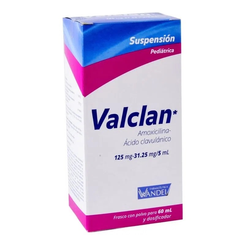 AMOXICILINA ACIDO CLAVULANICO SUSP PEDIATRICA 125/31.25 MG/5 ML C/60 ML VALCLAN LAB WANDEL