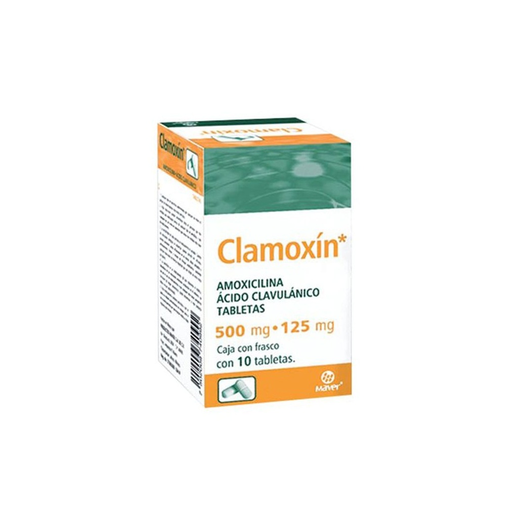 AMOXICILINA ACIDO CLAVULANICO 500/125 MG C/10 TAB CLAMOXIN LAB MAVER