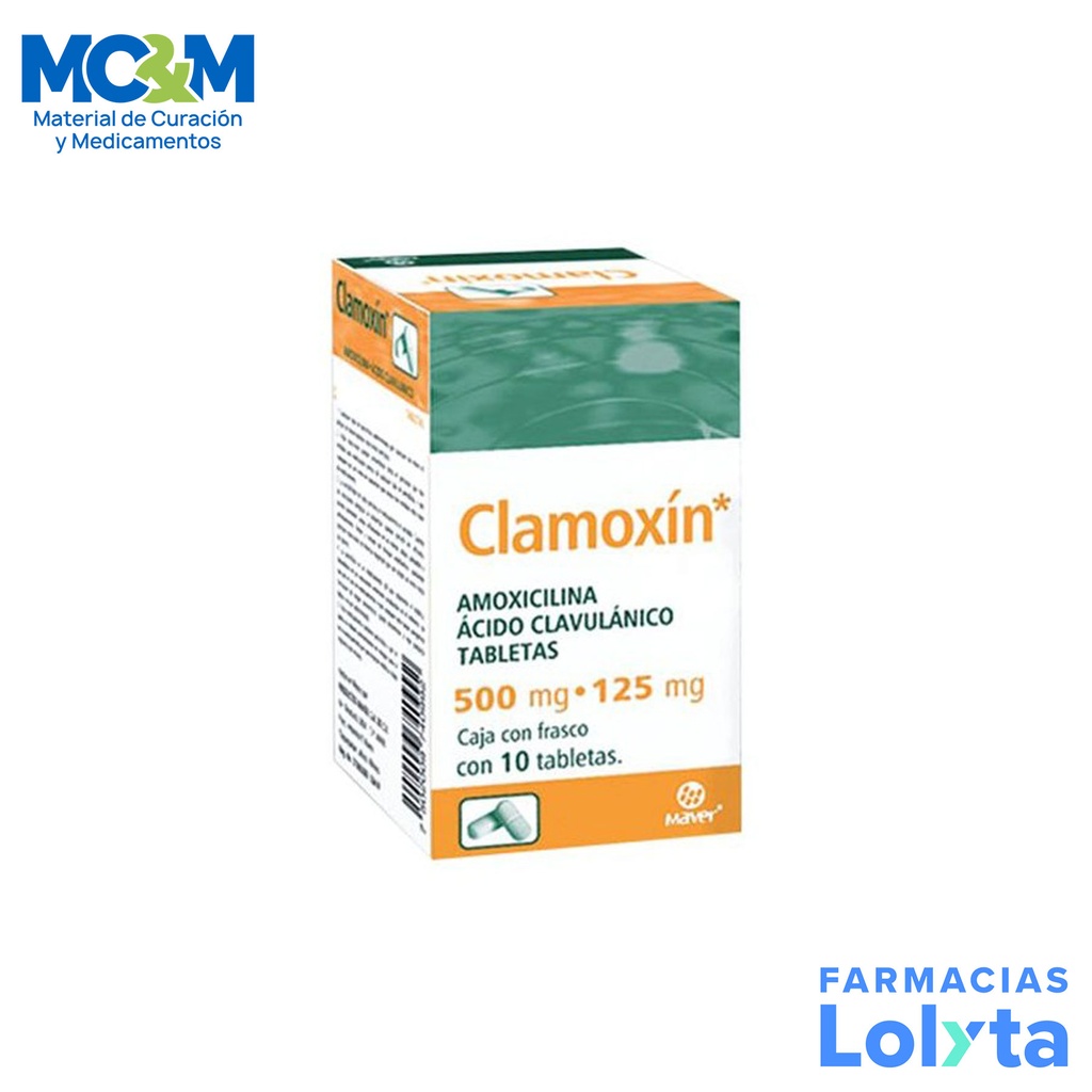 AMOXICILINA ACIDO CLAVULANICO 500/125 MG C/10 TAB CLAMOXIN LAB MAVER