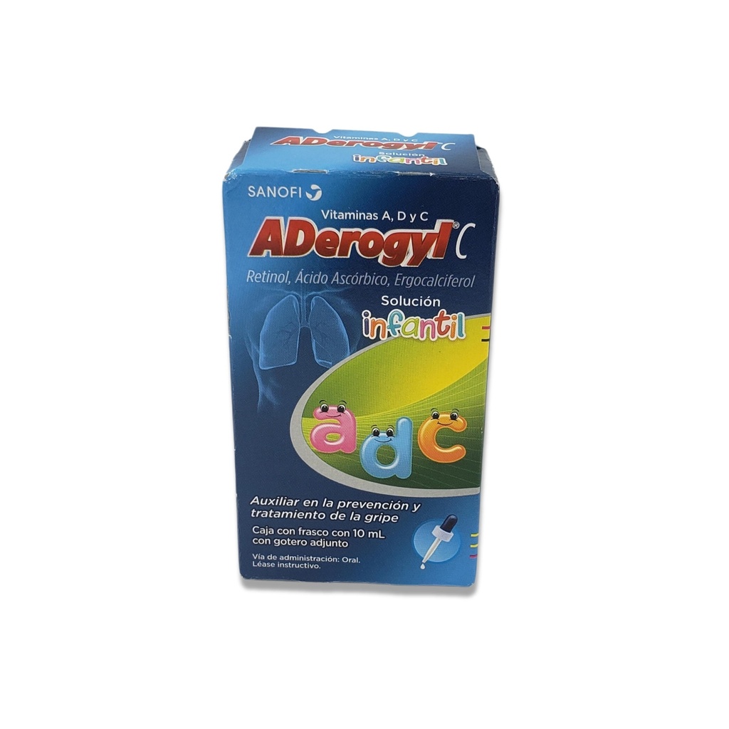 [1773] ADEROGYL INFANTIL VITAMINAS A D Y C SOL ORAL C/10 ML RETINOL ACIDO ASCORBICO ERGOCALCIFEROL
