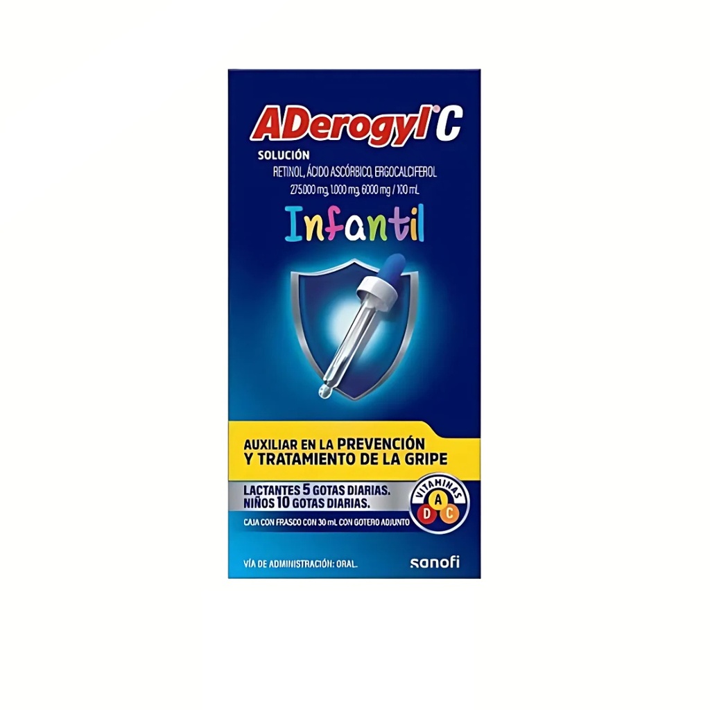 [1775] ADEROGYL INFANTIL VITAMINAS A D Y C SOL ORAL C/30 ML RETINOL ACIDO ASCORBICO ERGOCALCIFEROL