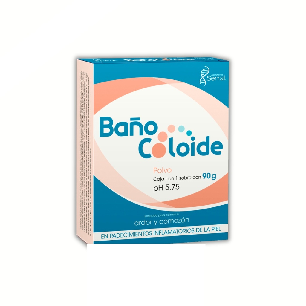 BAÑO COLOIDE POLVO 90 G C/1 SOBRE PH 5.75 HARINA DE SOYA POLIVIDONA (86.85/1.8 G) LAB SERRAL