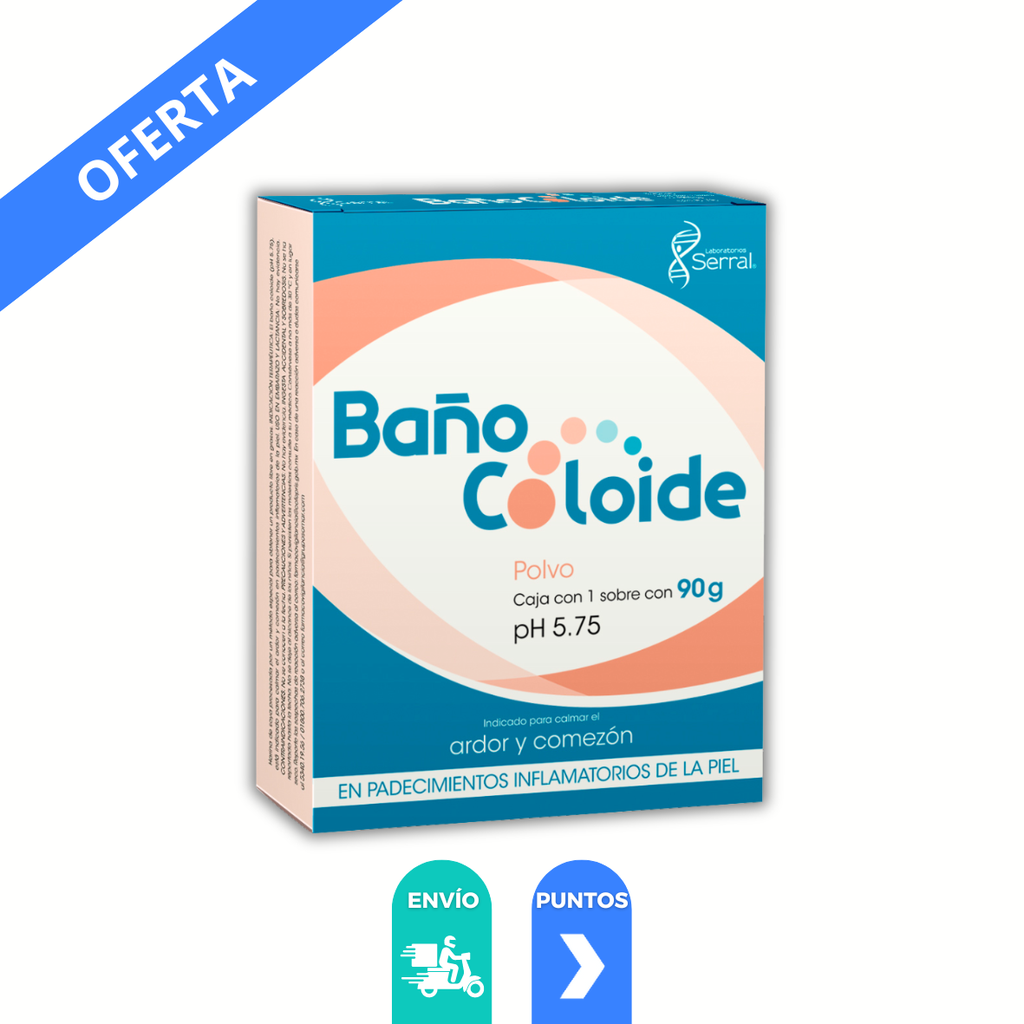 BAÑO COLOIDE POLVO 90 G C/1 SOBRE PH 5.75 HARINA DE SOYA POLIVIDONA (86.85/1.8 G) LAB SERRAL