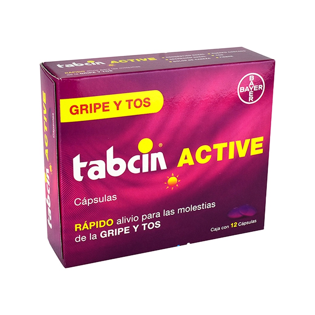 [1814] TABCIN ACTIVE 325/10/5/2 MG C/12 CAP PARACETAMOL DEXTROMETORFANO FENILEFRINA CLORFENAMINA LAB BAYER