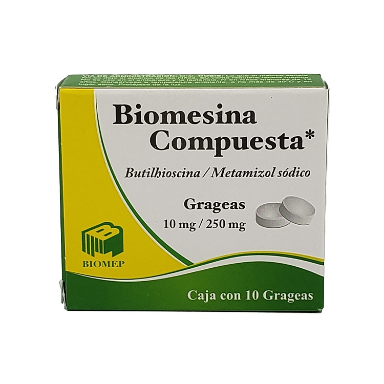 BUTILHIOSCINA METAMIZOL SODICO 10/250 MG C/10 TAB BIOMESINA COMPUESTA LAB BIOMEP