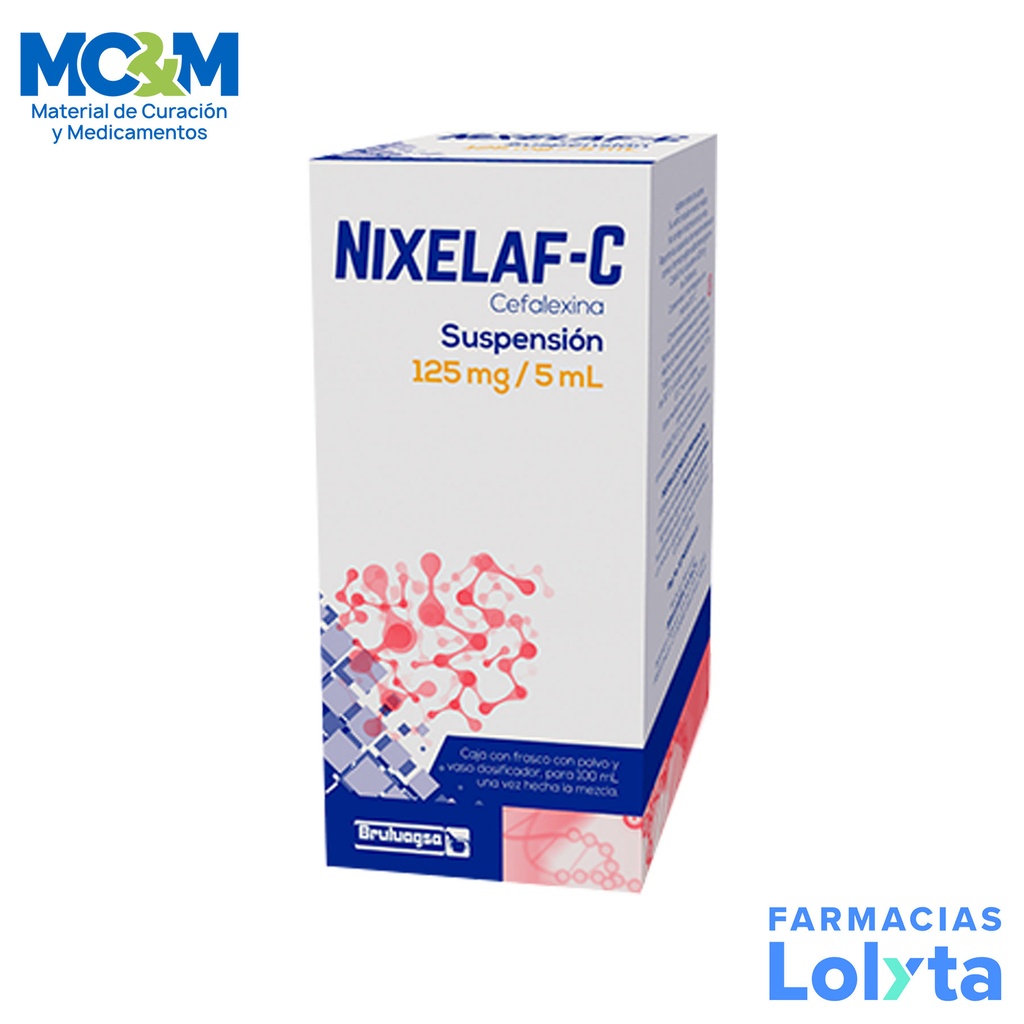 CEFALEXINA SUSP 125 MG/5 ML FCO C/100 ML NIXELAF-C LAB BRULUAGSA