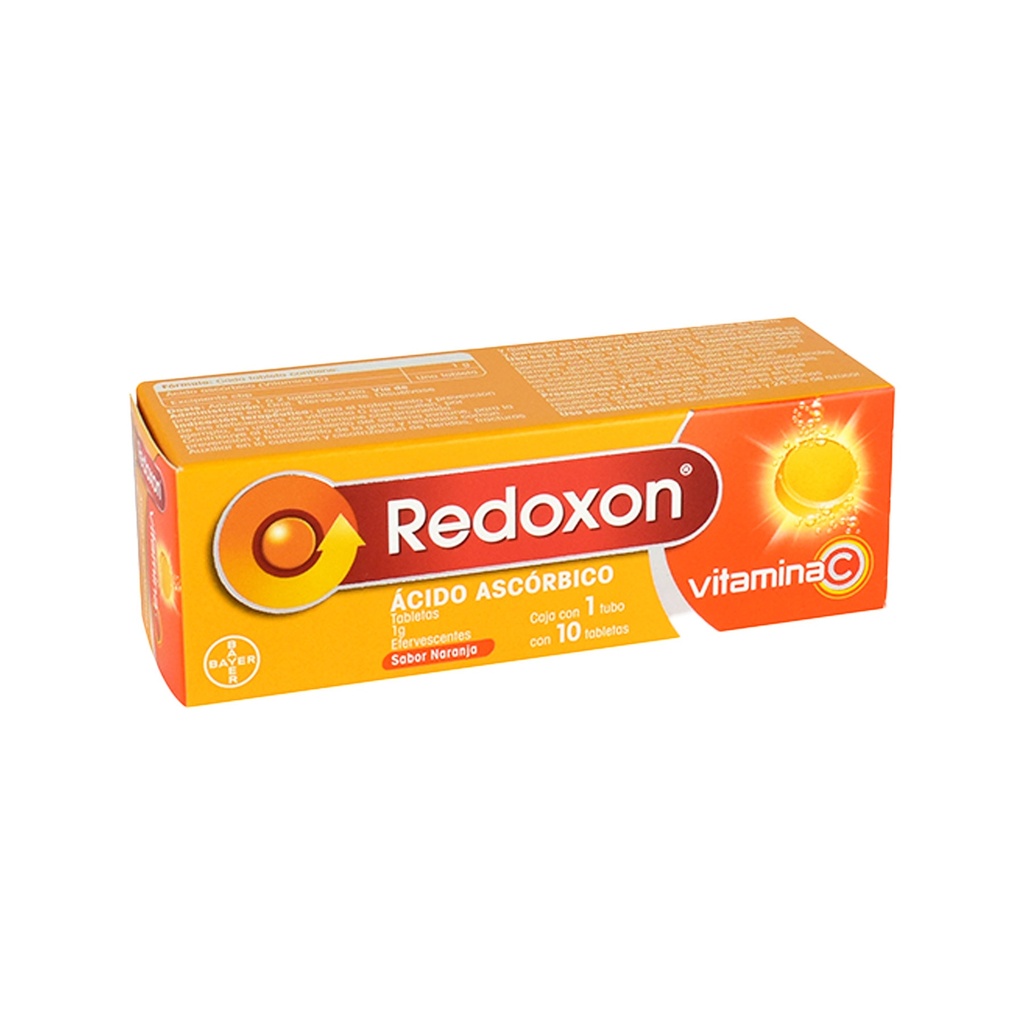 [1874] REDOXON 1 G C/10 TAB EFERVESCENTES SABOR NARANJA ACIDO ASCORBICO LAB BAYER