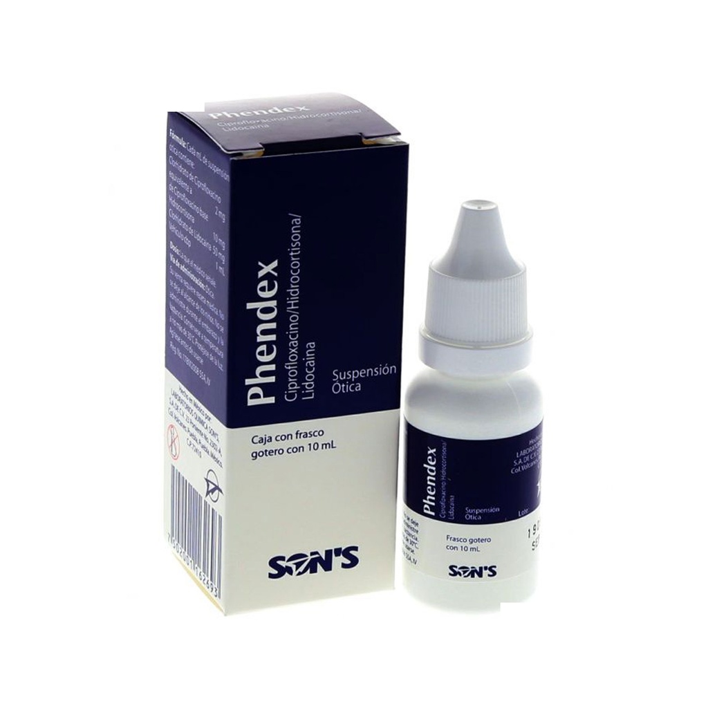 CIPROFLOXACINO HIDROCORTISONA LIDOCAINA 2/10/50 MG SUSP OTICA C/10 ML PHENDEX LAB SONS