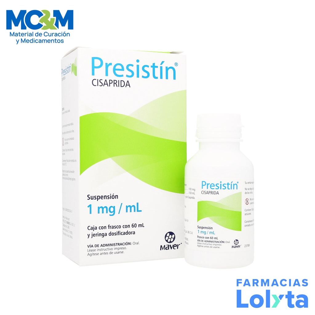 CISAPRIDA SUSPENSION 1MG/ML C/60 ML PRESISTIN LAB MAVER