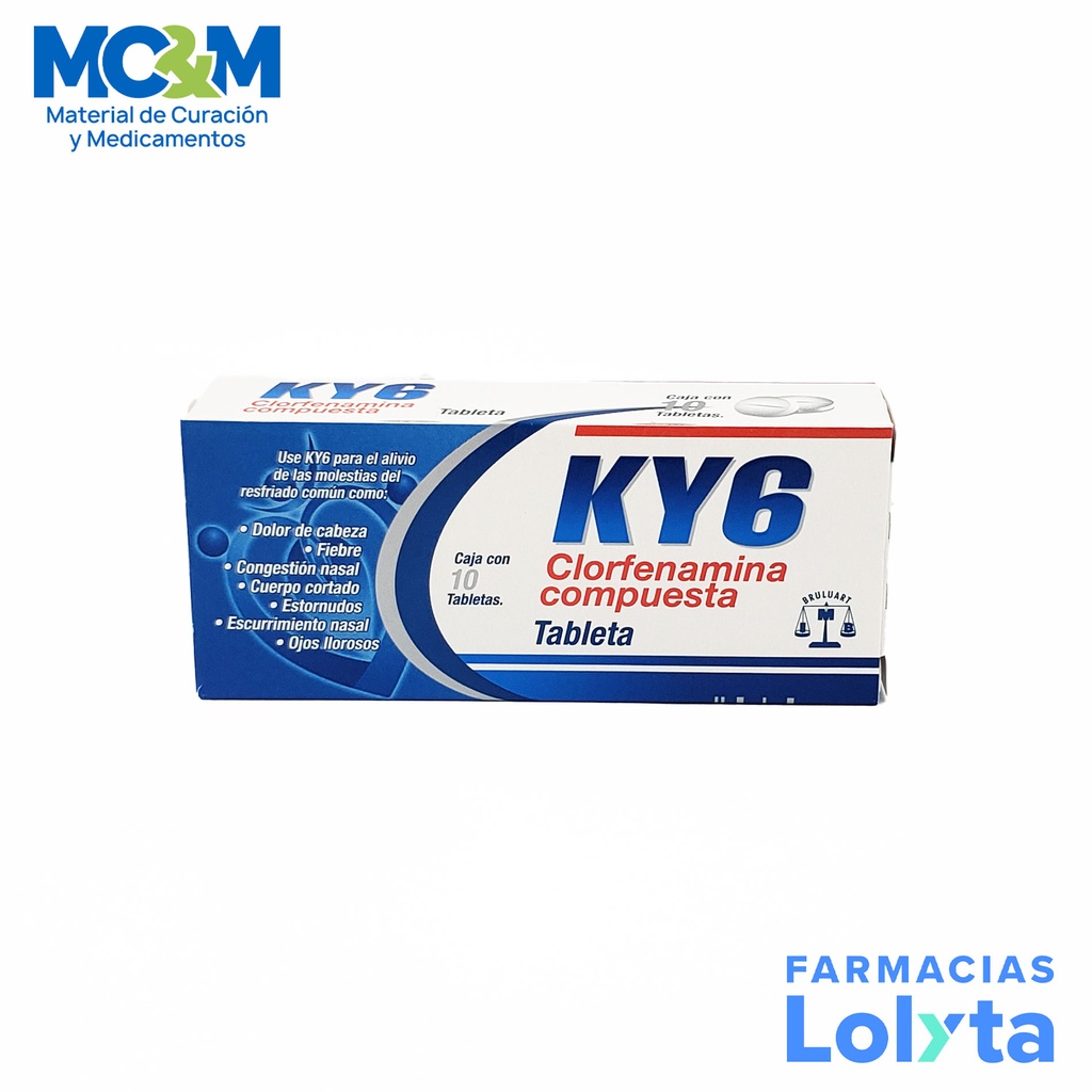 [1900] CLORFENAMINA COMPUESTA (PARACETAMOL CAFEINA FENILEFRINA CLORFENAMINA) 500/25/5/4 MG C/10 TAB KY6 LAB BRULUART