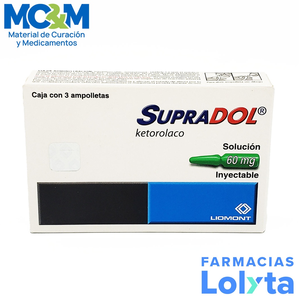 SUPRADOL SOL INY 60MG/2ML C/3 AMP KETOROLACO LAB LIOMONT