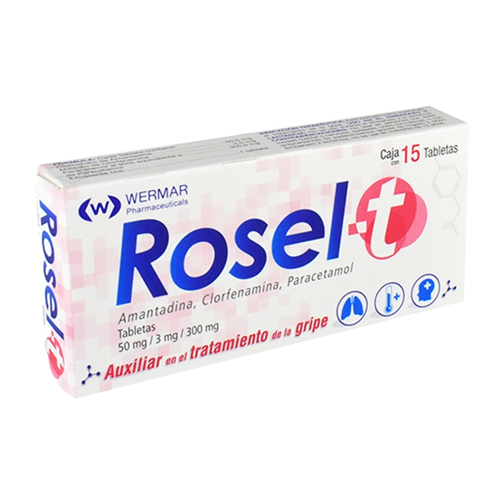 AMANTADINA CLORFENAMINA PARACETAMOL 50/3/300MG C/15 TAB ROSEL T LAB WERMAR