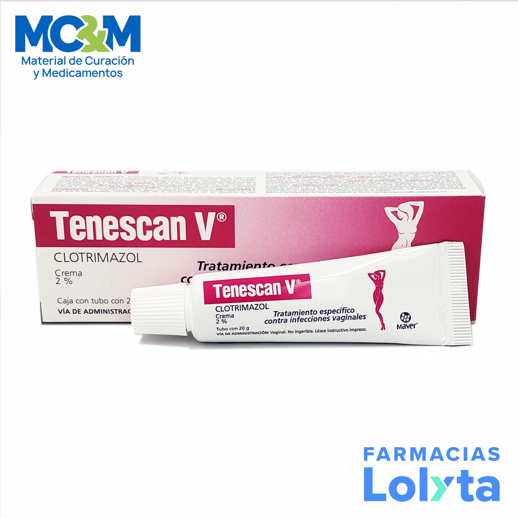 CLOTRIMAZOL CREMA 2% TUBO C/20 G 3 APLICADORES TENESCAN V LAB MAVER
