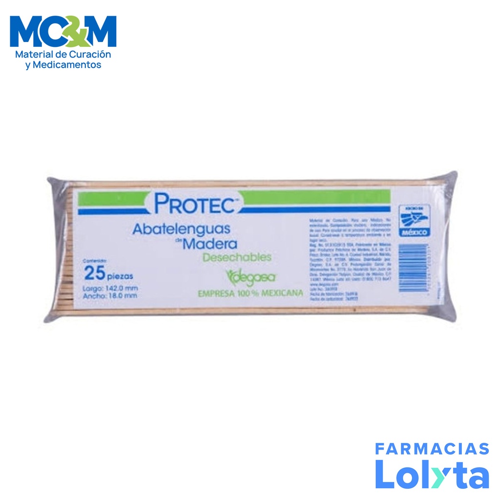 ABATELENGUAS DE MADERA C/25 PZAS PROTEC DEGASA [1820030]