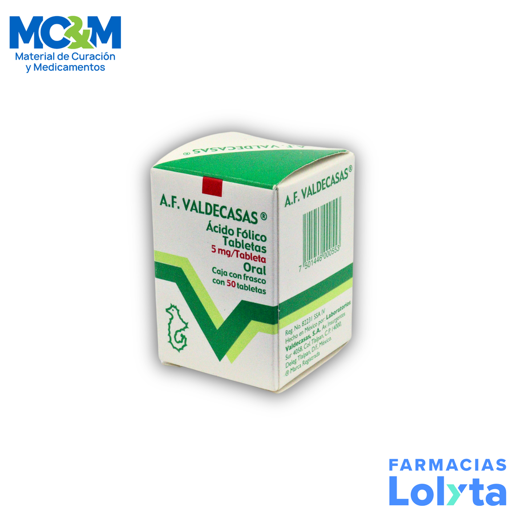 A.F. VALDECASAS 5 MG /50 TAB ACIDO FOLICO LAB VALDECASAS