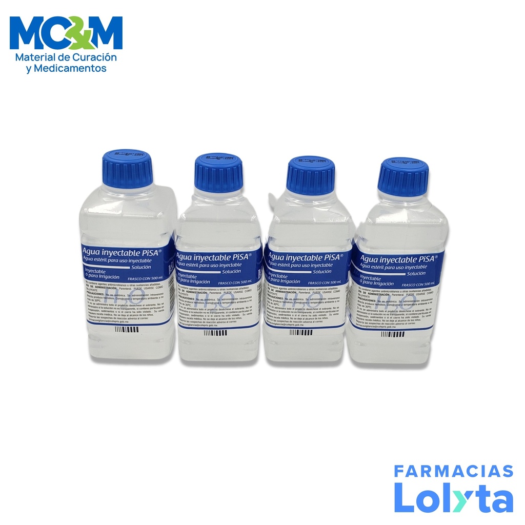 AGUA INYECTABLE ESTERIL 500 ML INYECTABLE O IRRIGACION LAB PISA