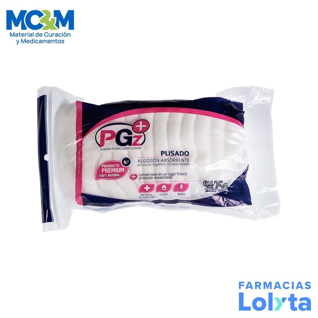 ALGODON ABSORBENTE PLISADO C/25 G PG