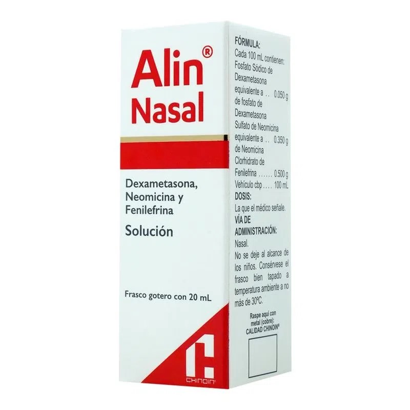 ALIN NASAL SOL 0.05/0.35/0.5 G/100 ML FCO C/20 ML DEXAMETASONA NEOMICINA FENILEFRINA LAB CHINOIN