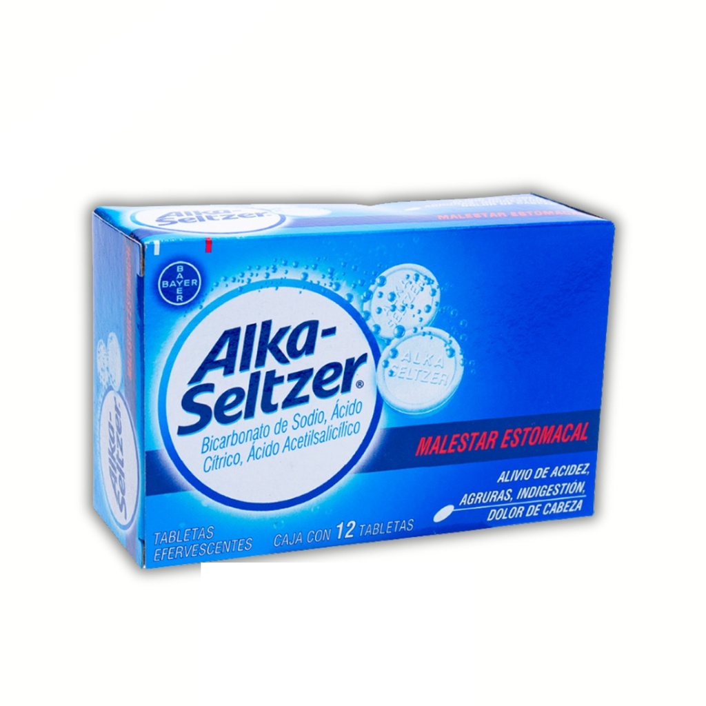 ALKA-SELTZER 1.976/1/0.324 G C/12 TAB BICARBONATO DE SODIO ACIDO CITRICO ACIDO ACETILSALICILICO LAB BAYER