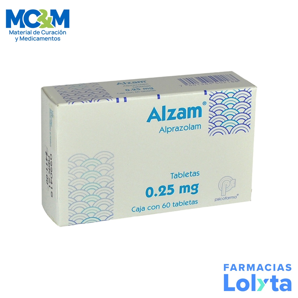 ALPRAZOLAM 0.25 MG C/60 TAB ALZAM LAB PSICOFARMA GRUPO II