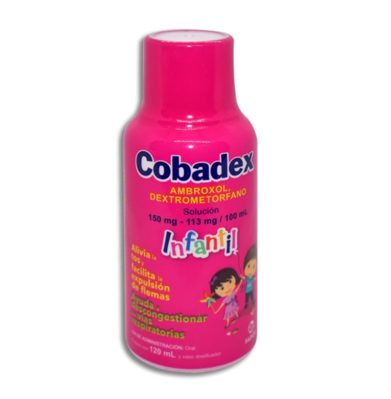 AMBROXOL DEXTROMETORFANO SOL ORAL 150/113 MG/100 ML C/120 ML COBADEX INFANTIL LAB MAVER