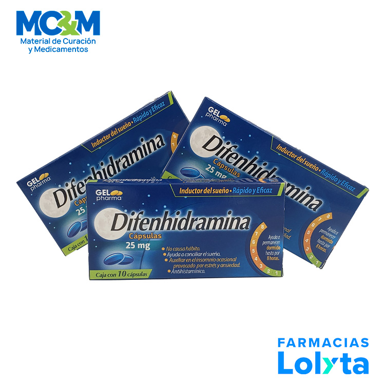 DIFENHIDRAMINA 25 MG C/10 CAP LAB GELPHARMA