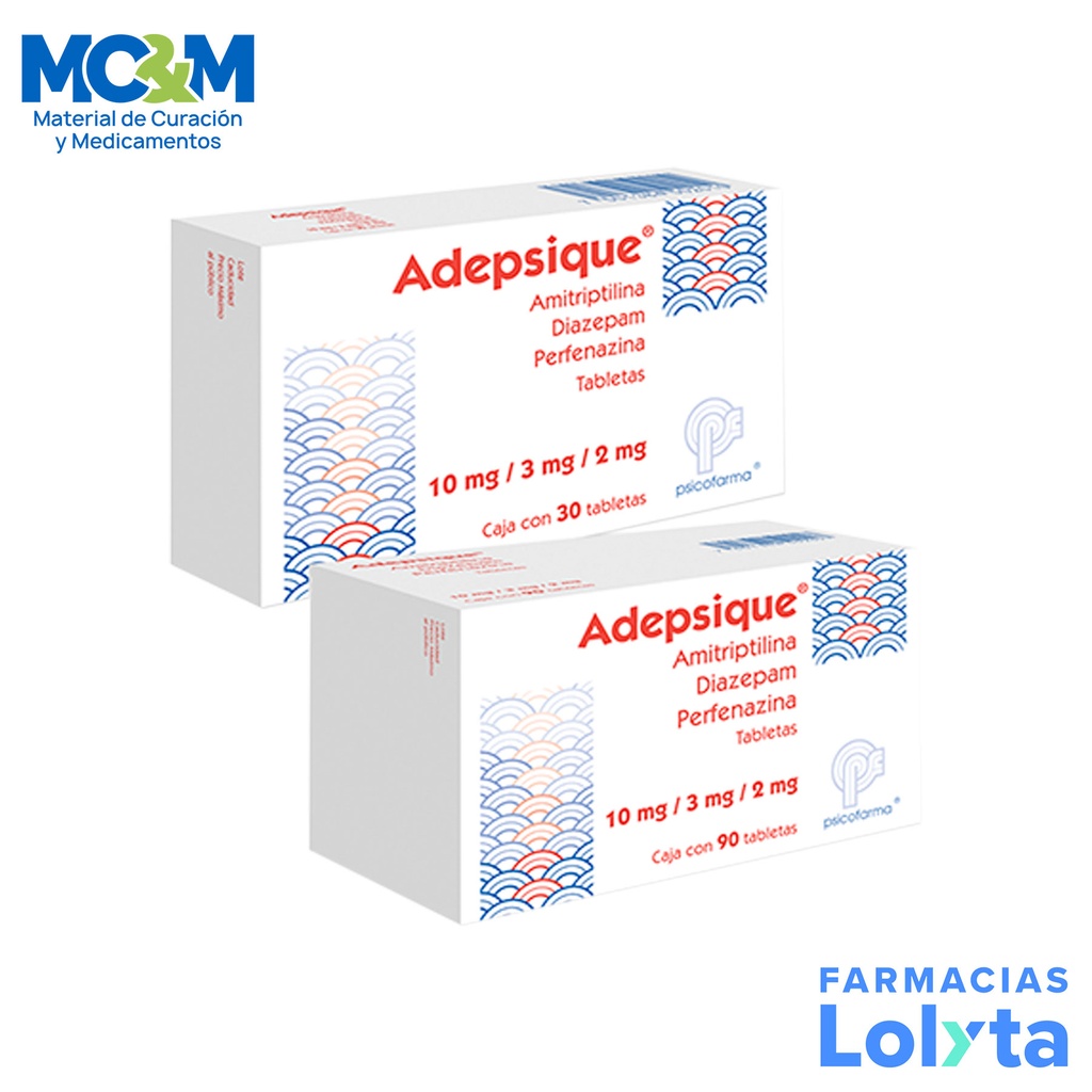 AMITRIPTILINA 10 MG DIAZEPAM 3 MG PERFENAZINA 2 MG C/90 TAB ADEPSIQUE LAB PSICOFARMA GRUPO II