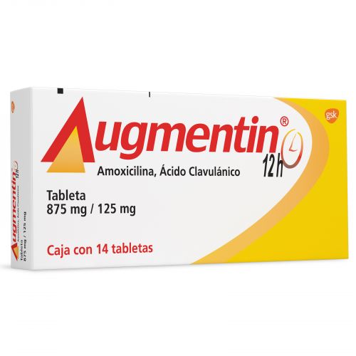 AUGMENTIN 12H 875/125MG C/14 TAB AMOXICILINA ACIDO CLAVULANICO LAB GSK