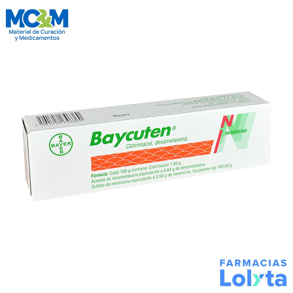 BAYCUTEN N CREMA 1/0.04/0.5G/100G TUBO C/35 G CLOTRIMAZOL DEXAMETASONA NEOMICINA LAB BAYER