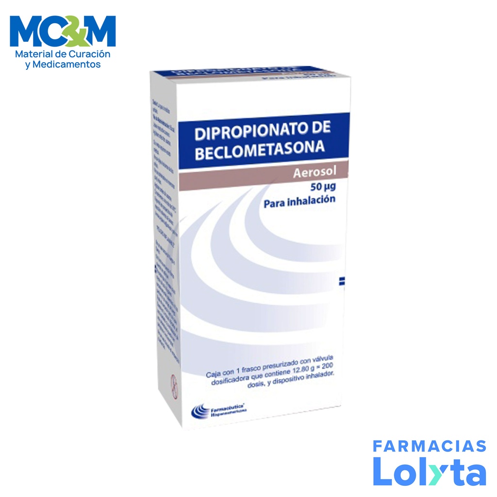 DIPROPIONATO DE BECLOMETASONA 50 MCG AEROSOL P/INHALACION BUCAL C/200 DOSIS LAB FARMACEUTICA HISPANOAMERICANA