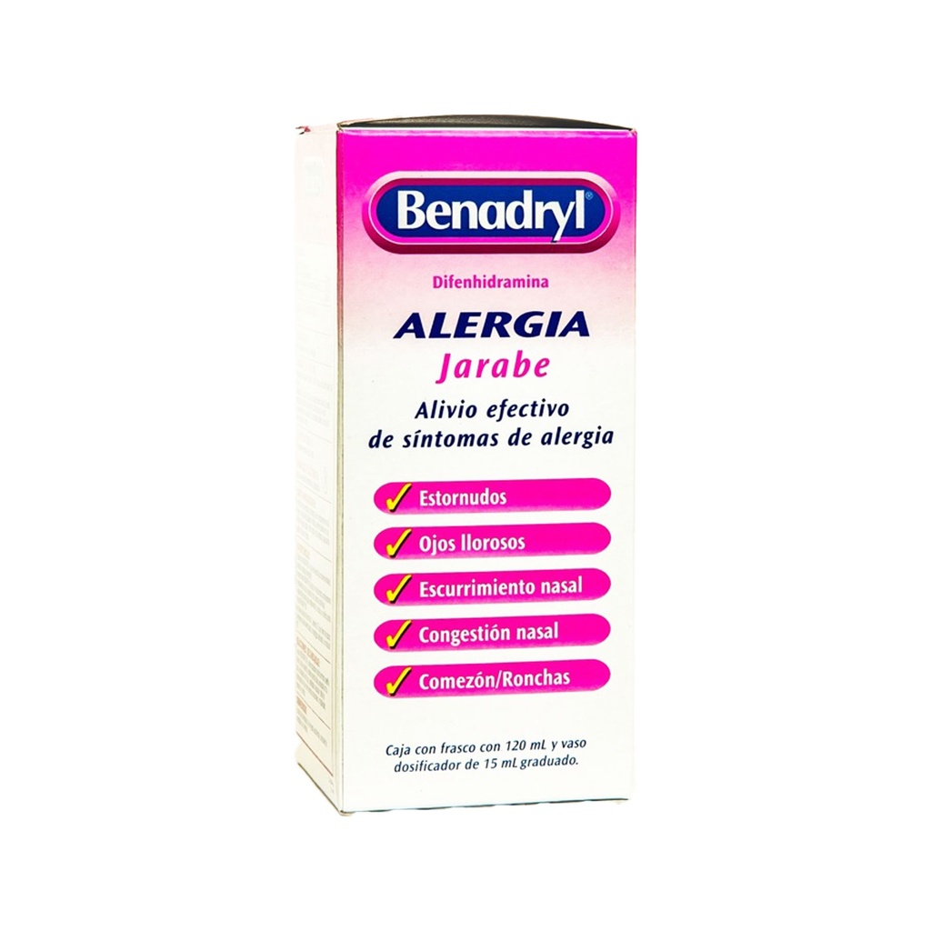 BENADRYL ALERGIA JARABE 250 MG/100 ML C/120 ML DIFENHIDRAMINA LAB JOHNSON&JOHNSON