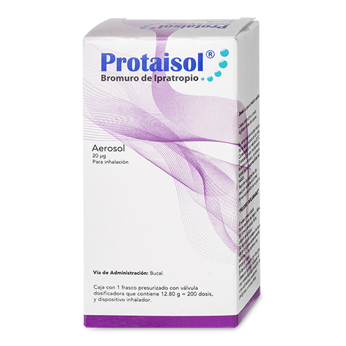 BROMURO DE IPRATROPIO AEROSOL P/INHALACION BUCAL 20 MCG C/200 DOSIS (12.8 G) PROTAISOL LAB FARMACEUTICA HISPANOAMERICANA (ATROVENT)