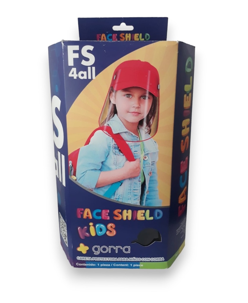 [2035] CARETA PROTECTORA NIÑOS CON GORRA C/1 PIEZA FACESHIELDS4ALL
