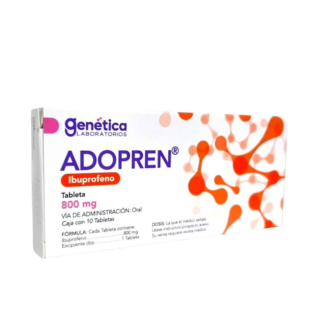 IBUPROFENO 800 MG C/10 TAB ADOPREN LAB GENETICA