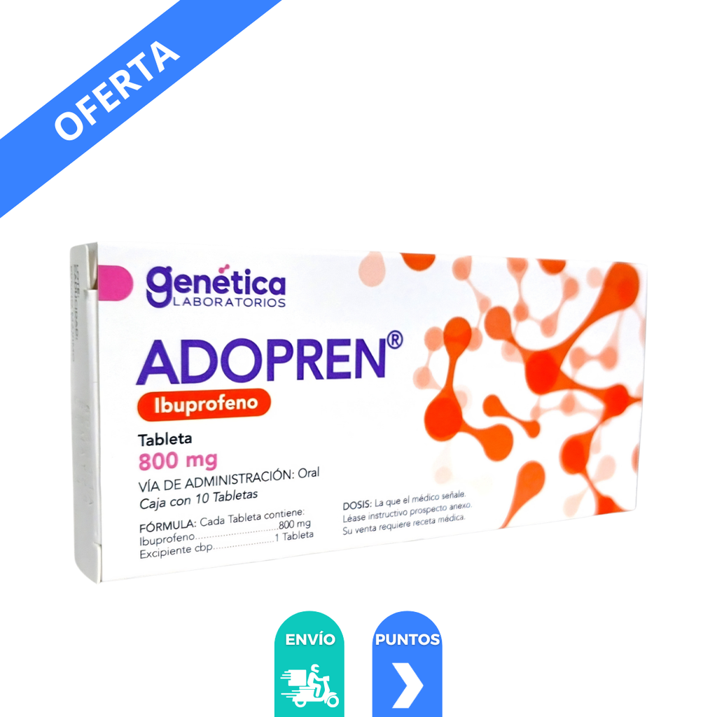 IBUPROFENO 800 MG C/10 TAB ADOPREN LAB GENETICA