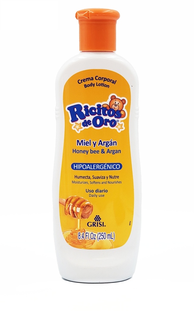 CREMA CORPORAL RICITOS DE ORO MIEL Y ARGAN HIPOALERGENICO C/250 ML
